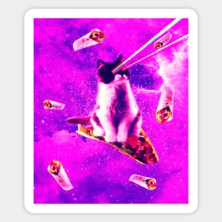 Outer Space Taco Cat - Rainbow Laser Eyes, Burrito Sticker